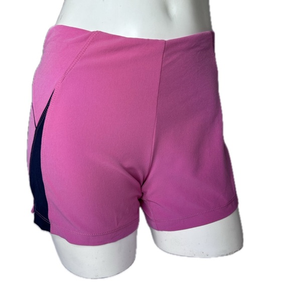 Nike Dri-Fit Fitness‎ High Waisted Lined Pink & Navy Shorts W/ Zip Pocket Sz XS - Picture 3 of 14